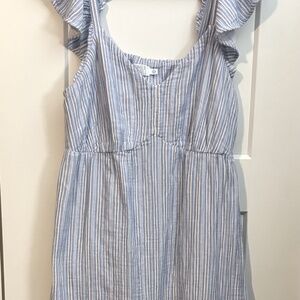 TIme and Tru Blue and‎ Whirte Linen Sun Dress Size XL